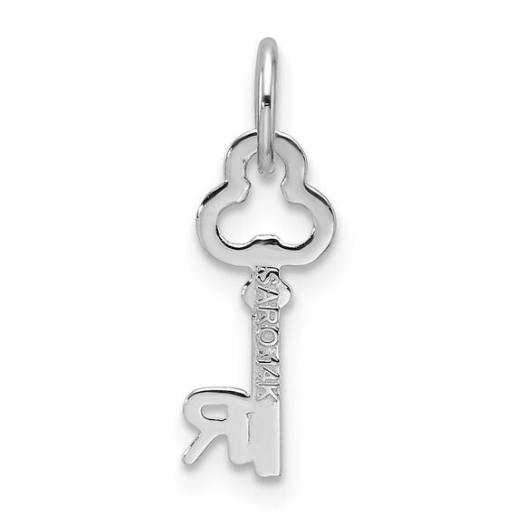 14k White Gold, Hannah Collection, Mini Initial R Shamrock Key Charm - Picture 3 of 5